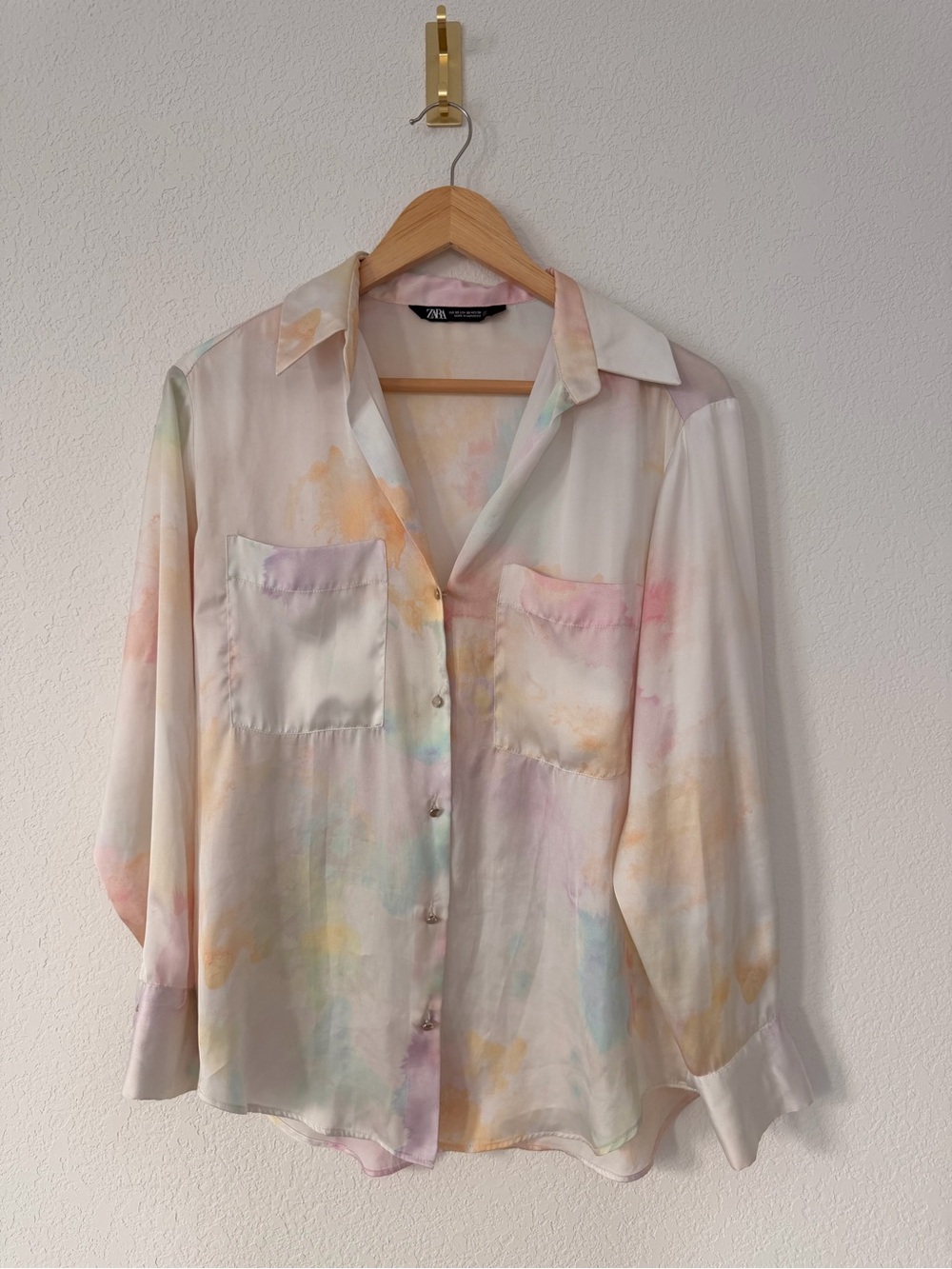 Zara Pastel Tie-Dye Button Down Shirt